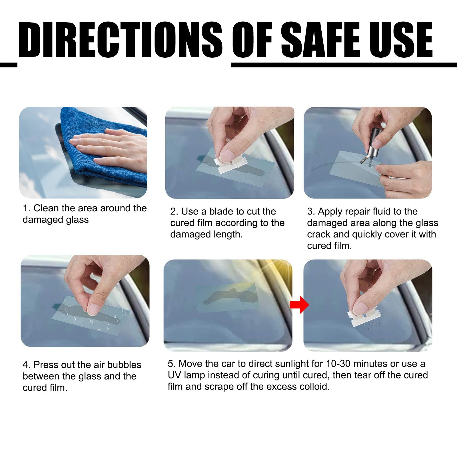 Glass Repair Kit, Auto Glass Cracks And Scratches Multi-Functional Adhesive Repair Solution