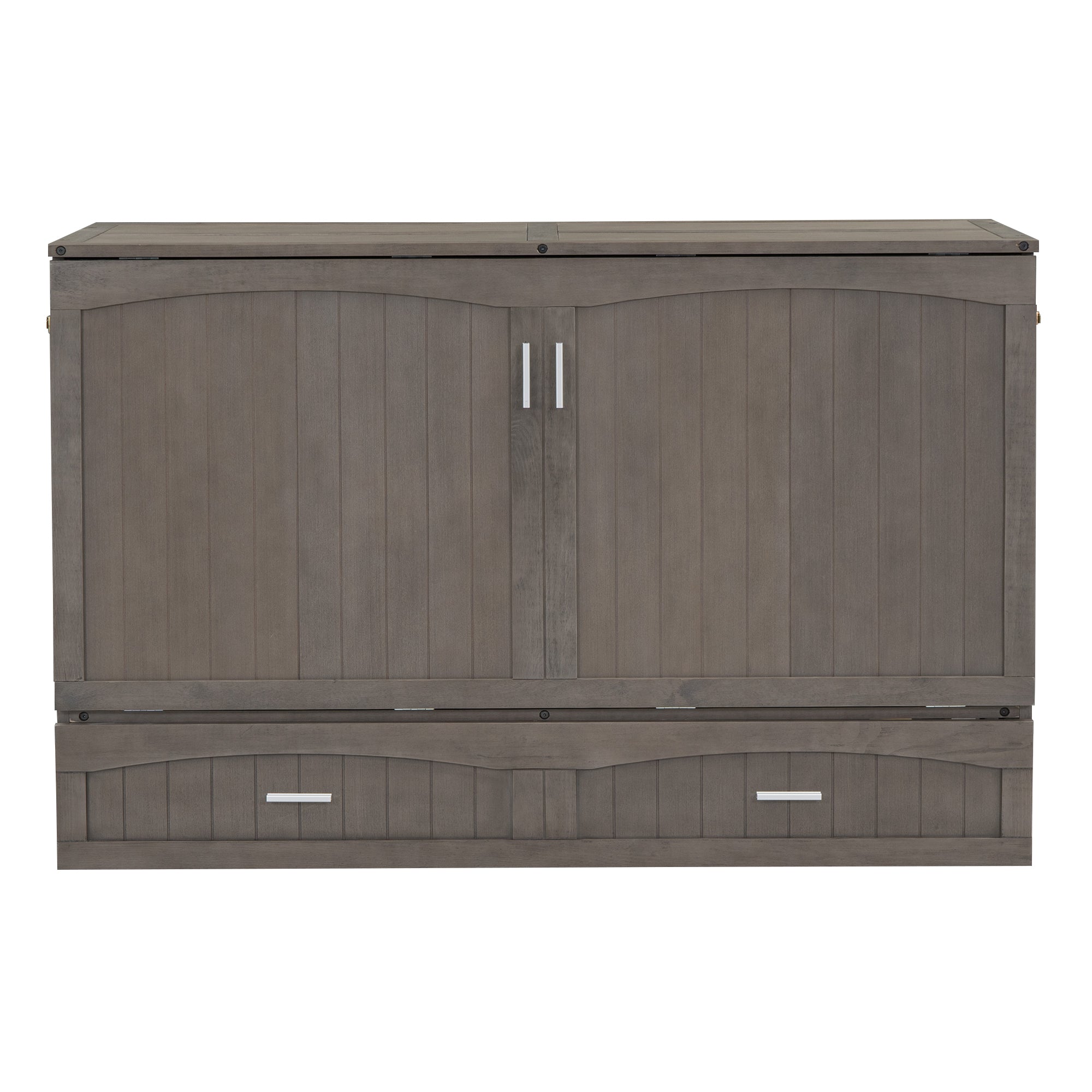 Queen Size Murphy Bed with Built-In Charging Station  Antique Grey