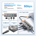Type C HUB 4 in 1 USB C to USB 3.0 Transparent Punk Docking Station Splitter Adapter For MacBook Laptop iPhone Samsung