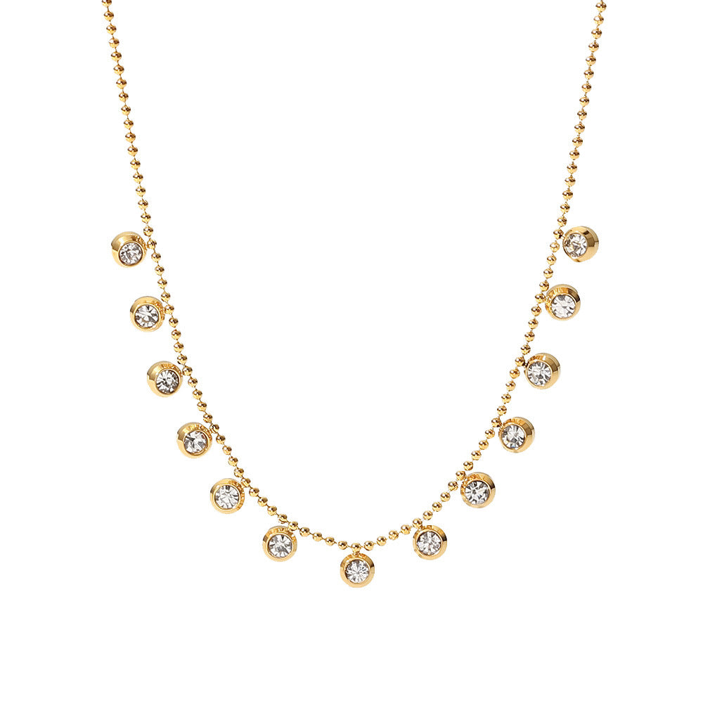 Fashionable and versatile titanium steel necklace white zircon stainless steel necklace for women