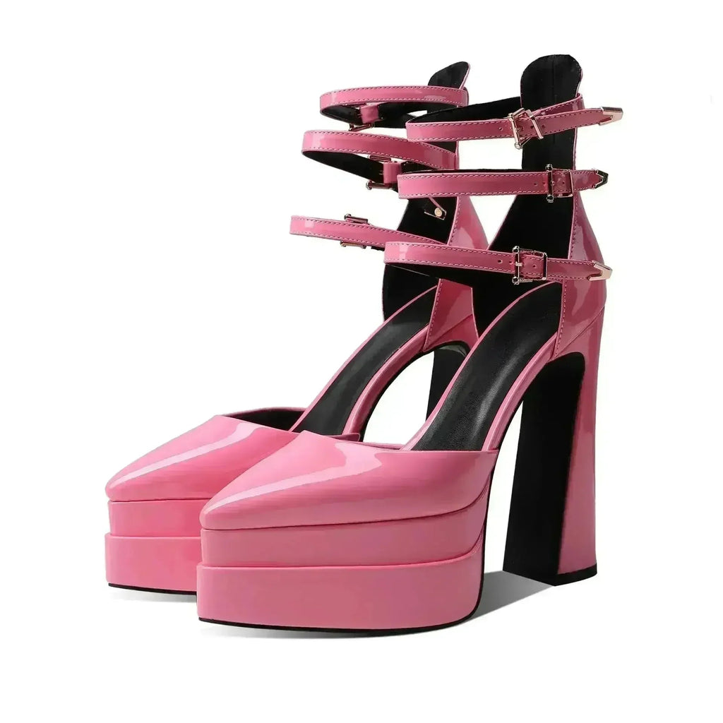 Pointed Toe High Heel Hollow Sandals - 14.5cm Platform Pumps | Femstylo
