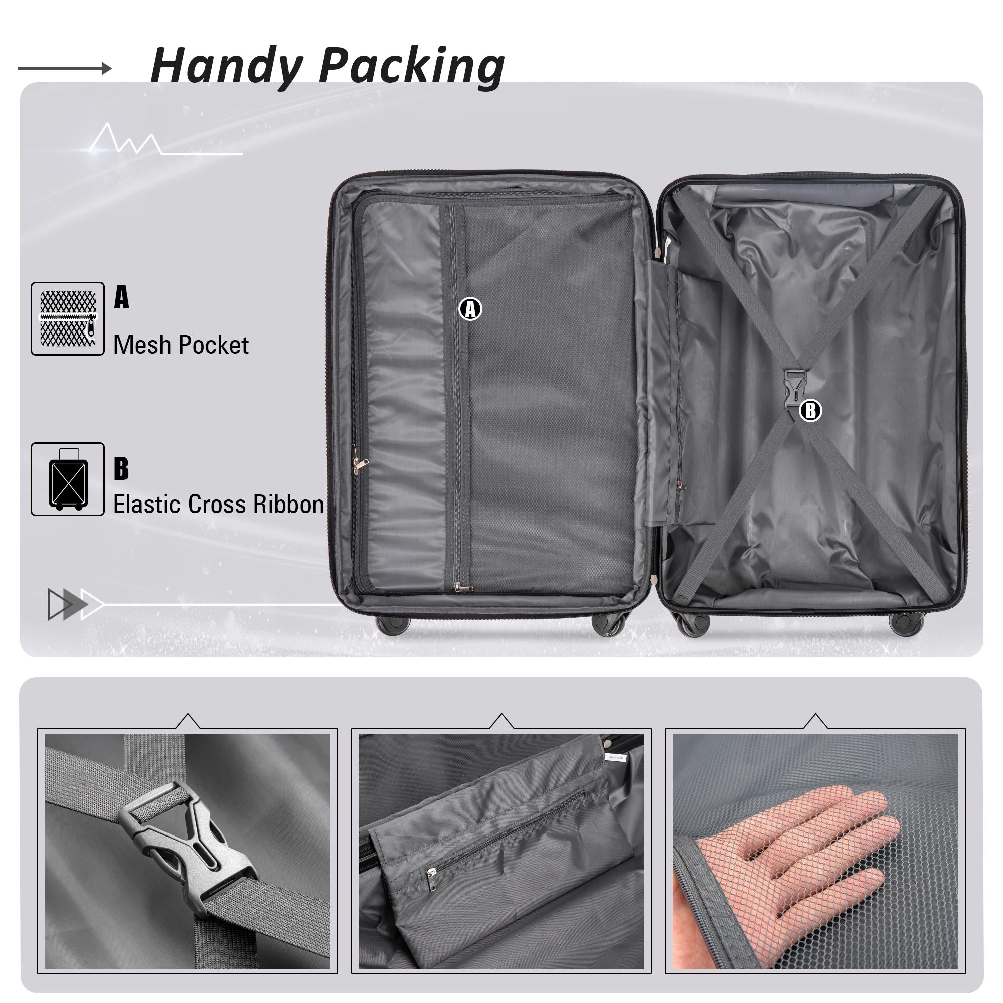 Expanable Spinner Wheel 2 Piece Luggage Set ABS Lightweight Suitcase with TSA Lock 20inch+28inch Green + Plastic