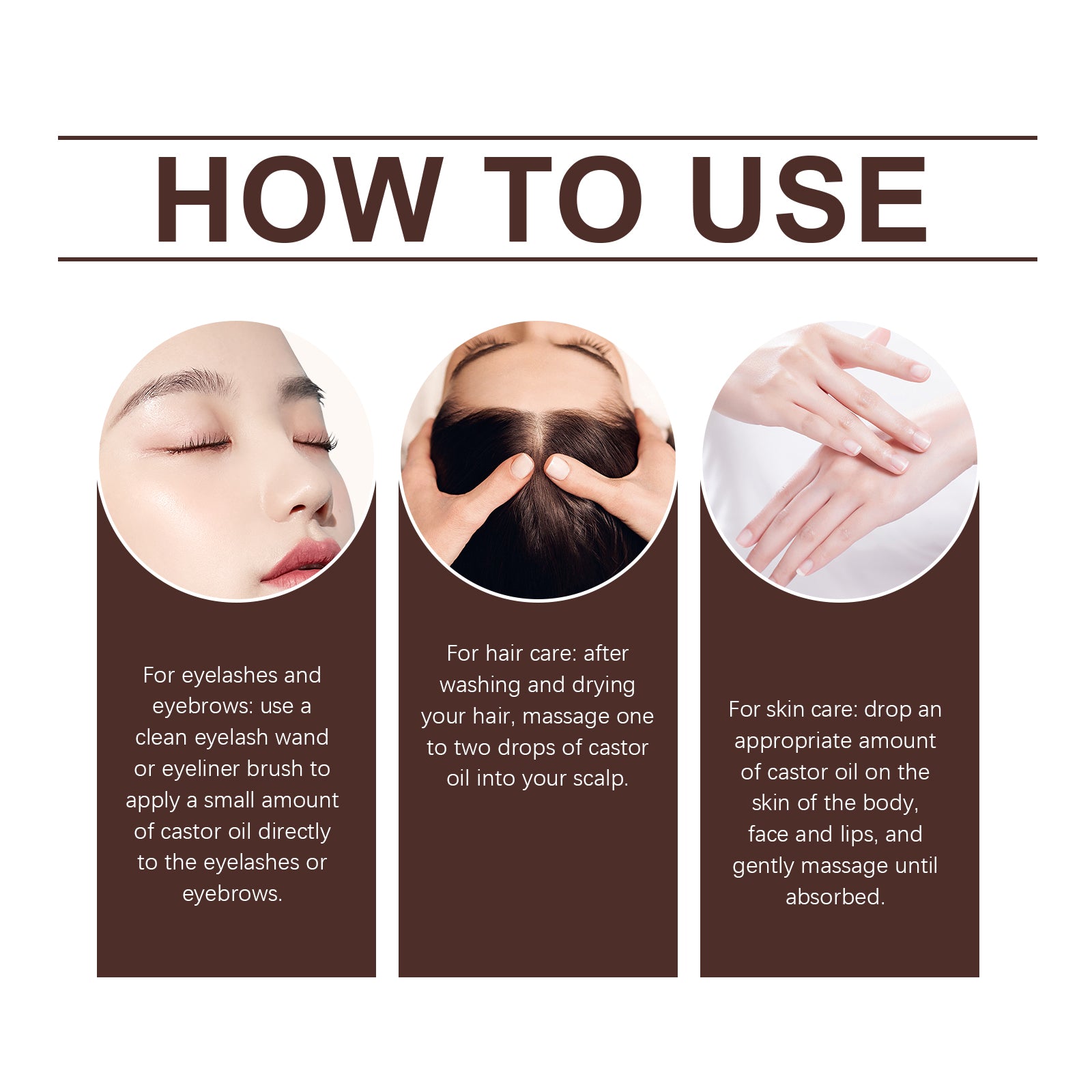 Organic Castor Oil Body Skin Nourishing Hydrating Brows Hair Hydrating Massage Oil