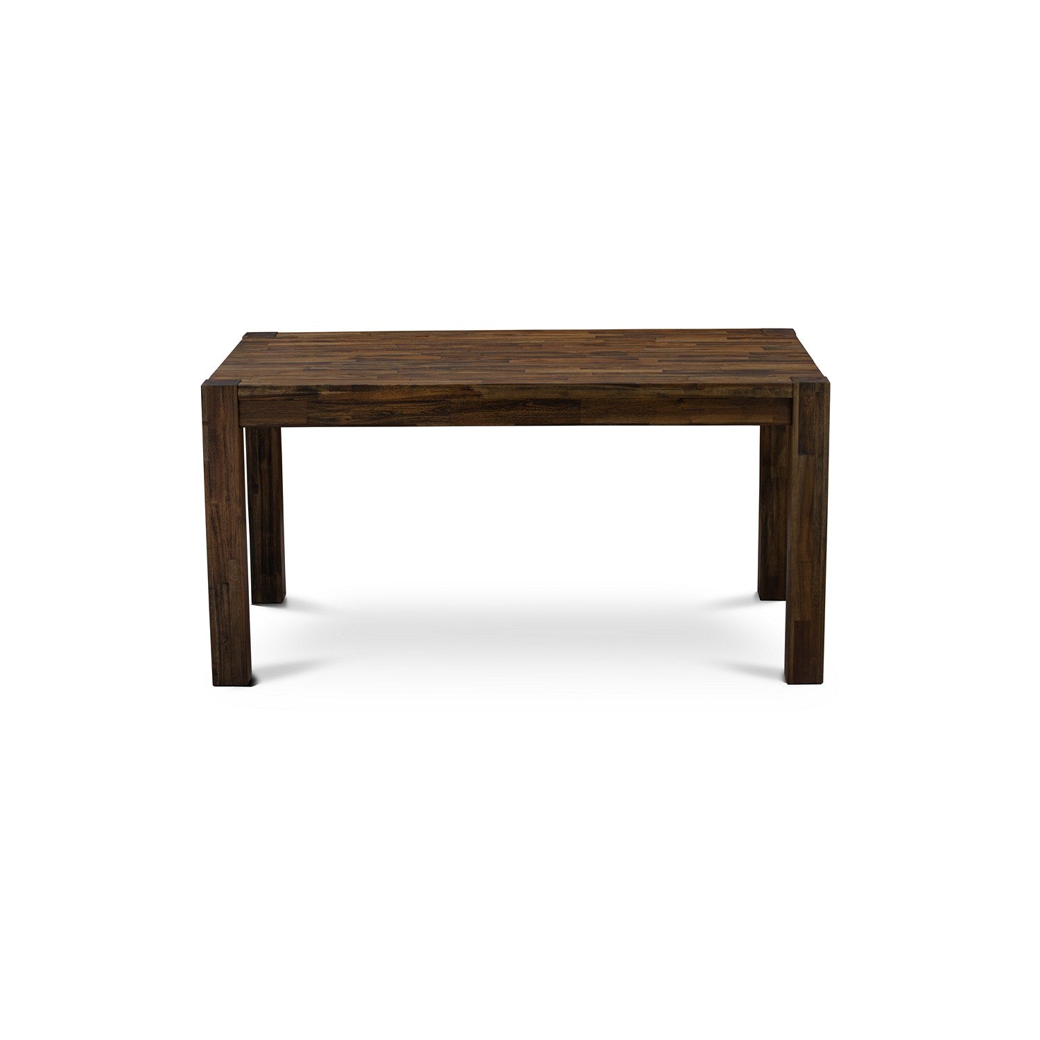EAST WEST FURNITURE - CNMZ5-N7-32 - 5-Piece Dinner Table Set - A Mid Century Dining Table and 4 Light Beige Linen Fabric Padded Wood Dining Chairs with Stylish High Back – (Distressed Jacobean Finish)