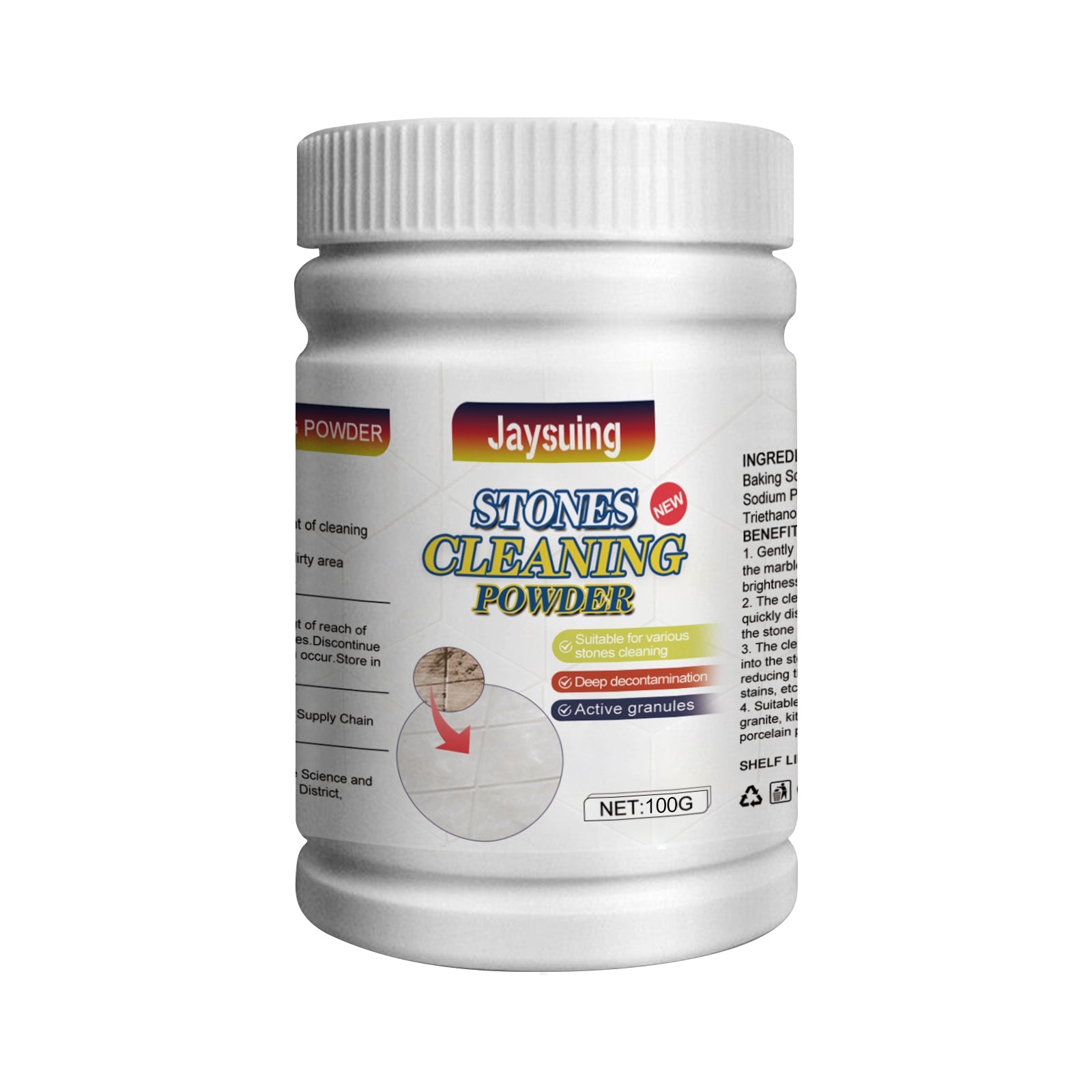 Stone Cleaning Powder, Household Kitchen Countertop Marble Tile Stain Cleaning Decontaminating Polishing Powder