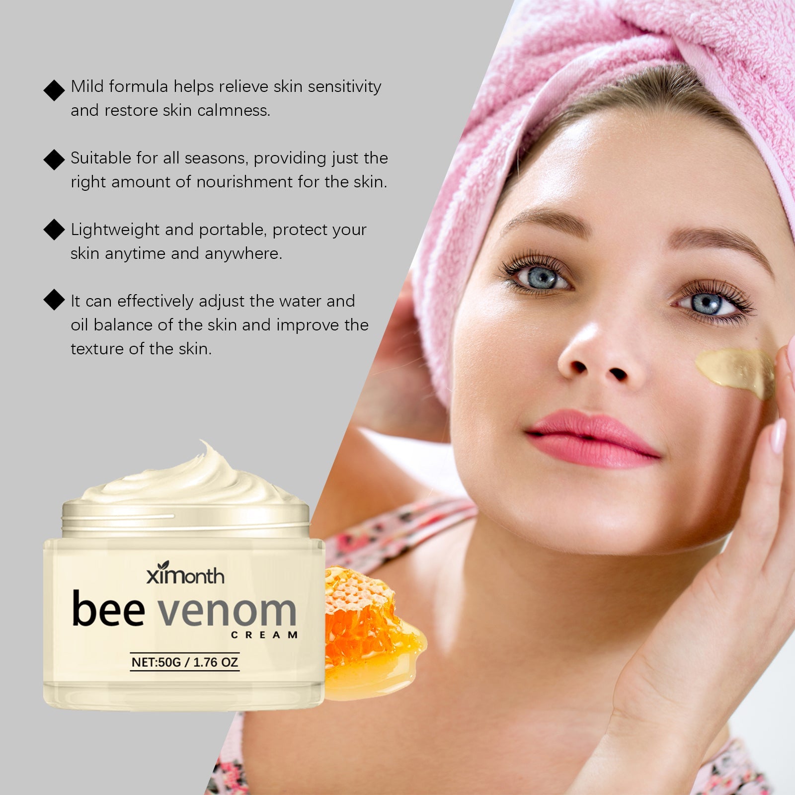 Bee-Venom Anti-Wrinkle Firming Face Cream Moisturizes, Hydrates, Lightens, Brightens And Lifts Fine Lines