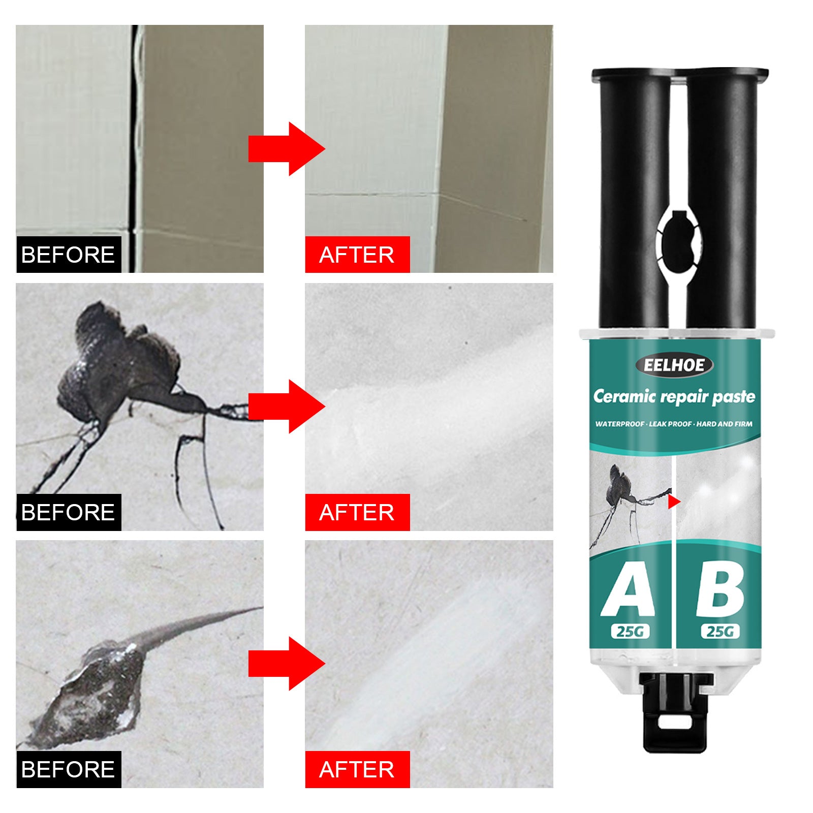 EELHOE Tile Repair Paste Tile Repair AB Glue Set Crack Repair Agent Ceramic Adhesive