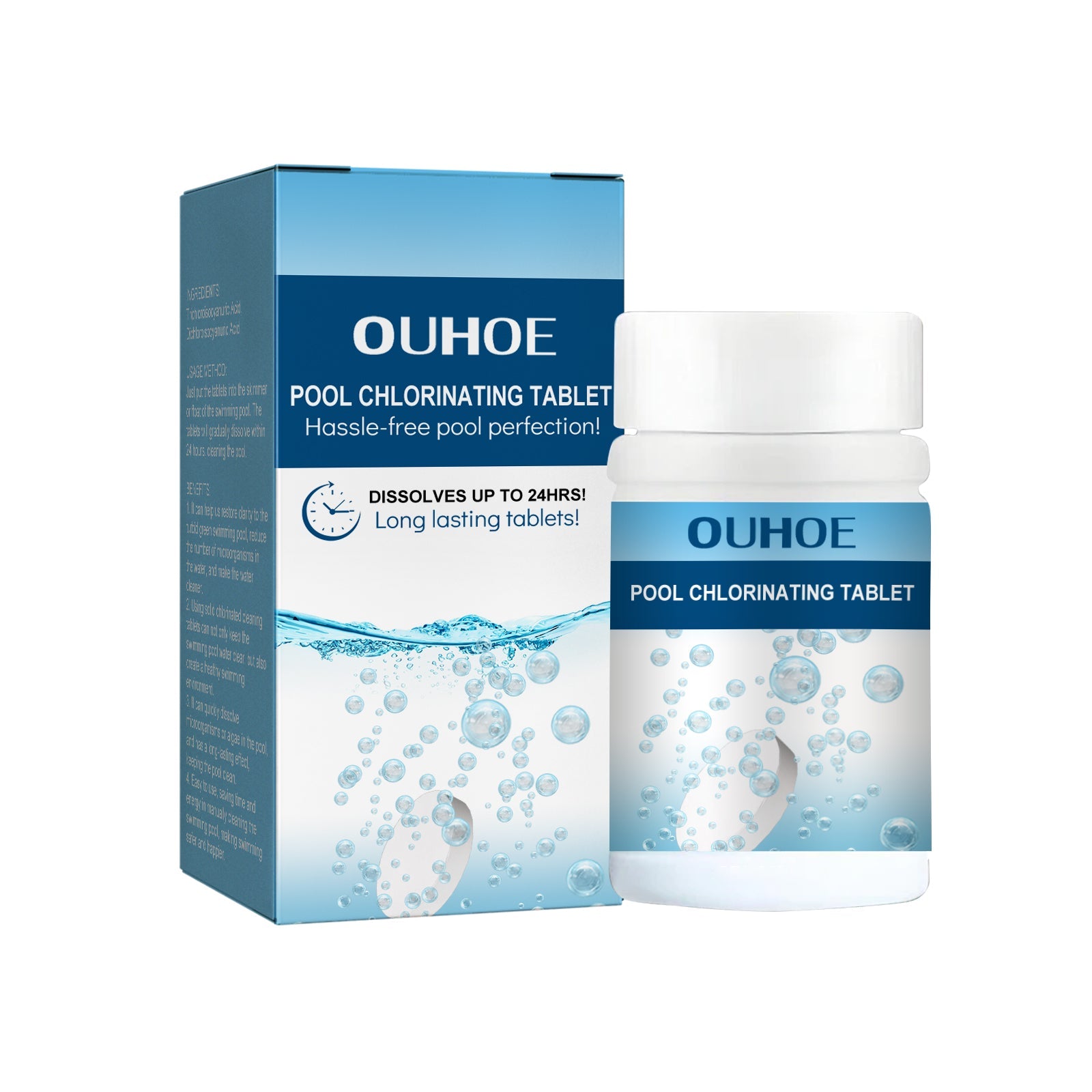 Pool Chlorinated Tablet, Water Quality Cleaning, Odor Removal Instant Multi-Functional Effervescent Tablet