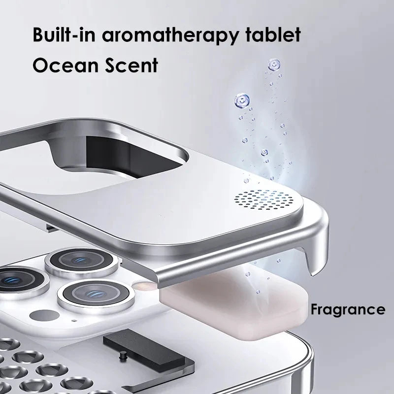 Metalen Warmteafvoer Telefoonhoes Voor Iphone 13 12 14 15 Pro Max Plus Koelende Geur Randloze Holle Aluminium Schokbestendige Hoes