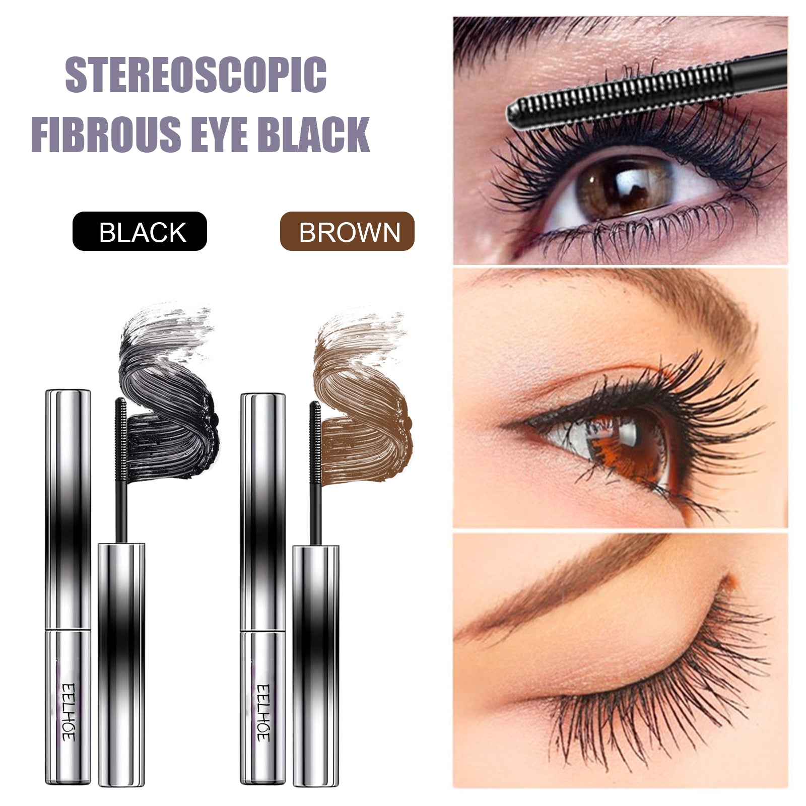 Curl Your Mascara, Eyelashes Black Beautiful Natural Thick Sweat-Proof, Not Smudgy, Not Makeup Off Slim Long