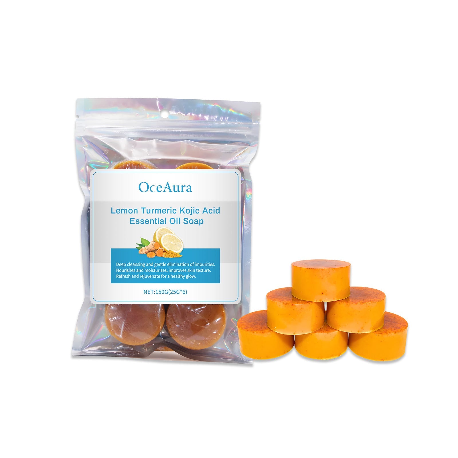 Lemon Turmeric Essential Oil Soap Cleans Skin Pores, Brightening Skin Body Bath Soap