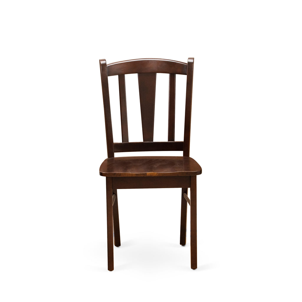 EAST WEST FURNITURE - ANDL5-MAH-W - 5-Piece Dining Room Table Set- 4 Wooden Chairs and Kitchen Table - Wooden Seat and Slatted Chair Back - Mahogany Finish