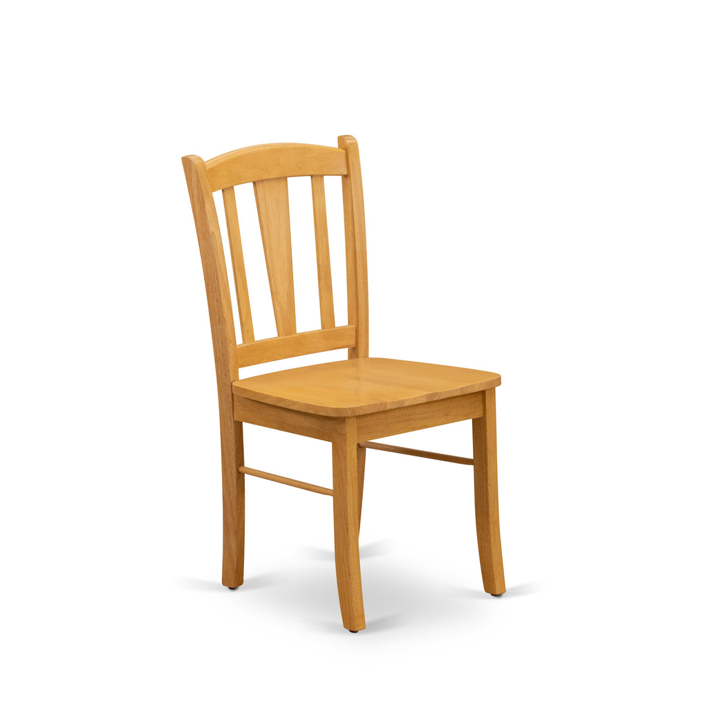 EAST WEST FURNITURE - ANDL5-OAK-W - 5-Pc Dining Room Table Set- 4 Dining Room Chair and dining table - Wooden Seat and Slatted Chair Back - Oak Finish