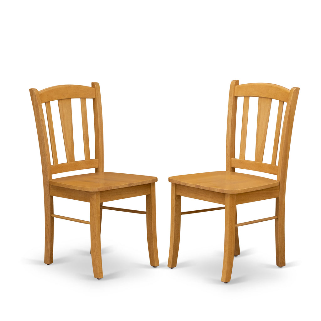 EAST WEST FURNITURE - ANDL5-OAK-W - 5-Pc Dining Room Table Set- 4 Dining Room Chair and dining table - Wooden Seat and Slatted Chair Back - Oak Finish