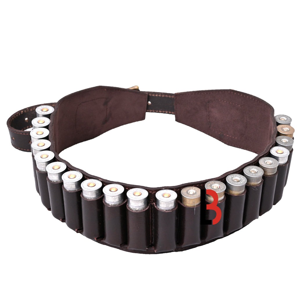 Cowhide Leather Shotshell Bandolier Belt 20-Shell Ammunition Carrier | Hunting Shell Holder