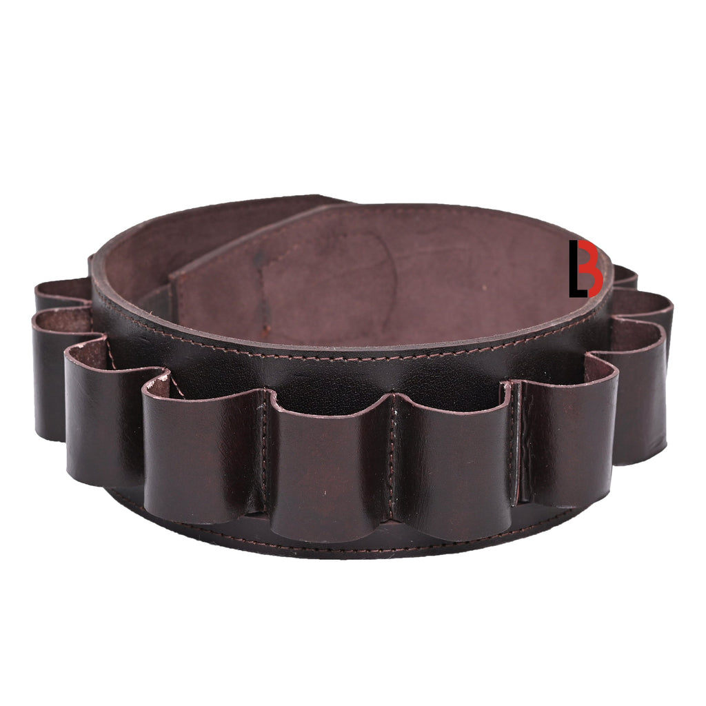 Double Barreled Shotgun Shell Bandolier Belt 12 Gauge Leather Ammunition Carrier