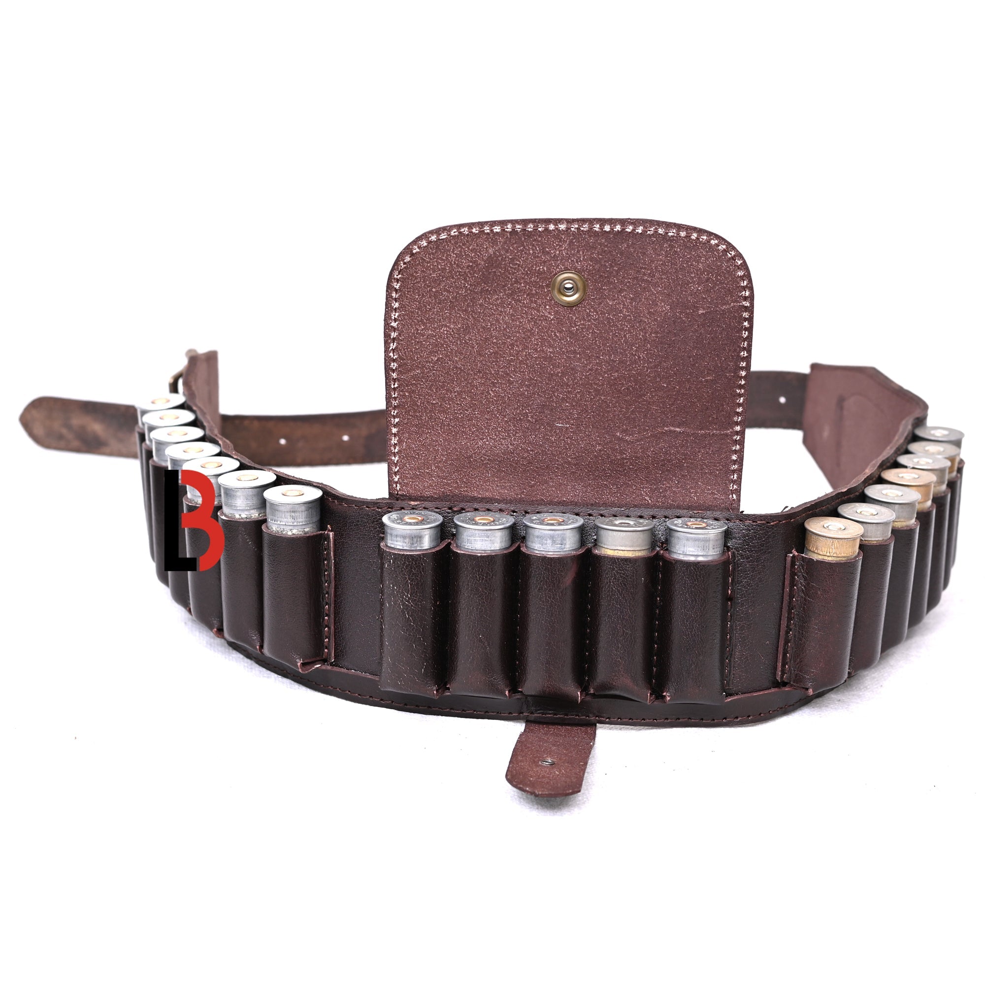 Cowhide Leather Shotshell Bandolier Belt 19-Shell Ammunition Carrier