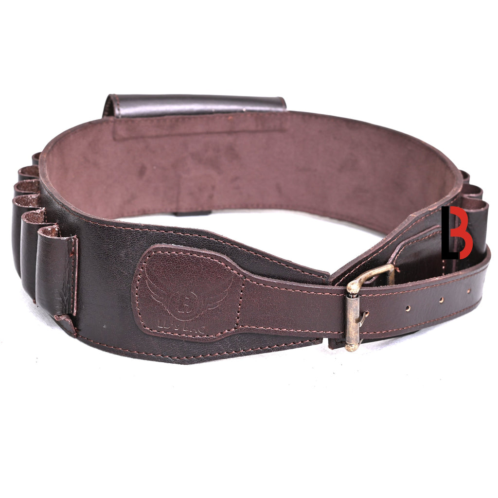 Cowhide Leather Shotshell Bandolier Belt 19-Shell Ammunition Carrier