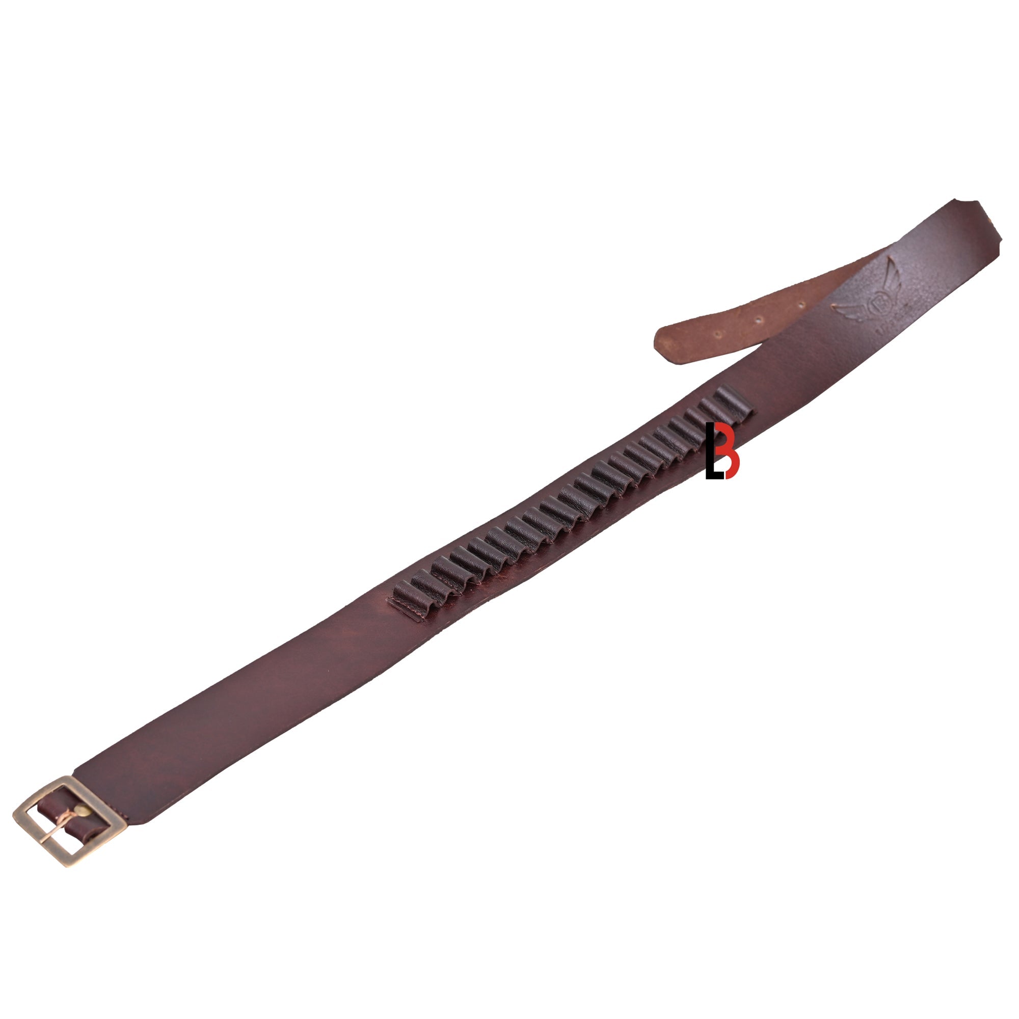Cowhide Leather Adjustable Bandolier Cartridge Belt for.9MM / 38SPL, Vintage