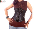 Genuine Sheep Leather Steel Spiral Boned Black Underbust Corset Waist Training Leather Corset Top
