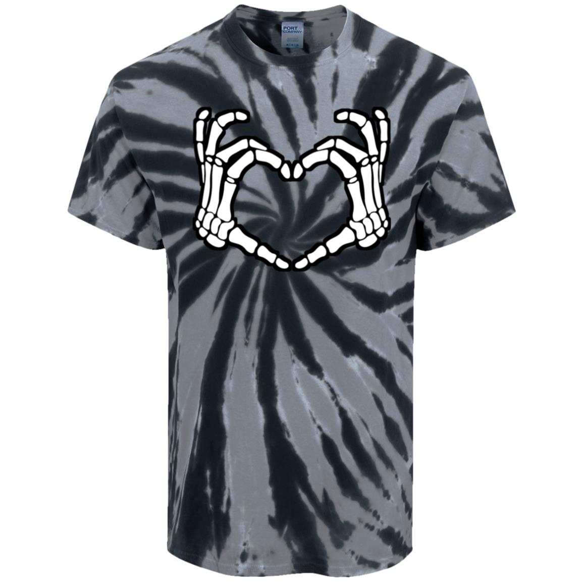 Skeleton Heart Fingers Tie-Dye Music Festival T-Shirt