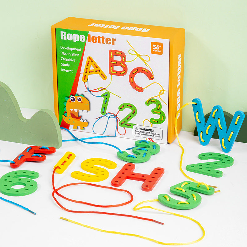 Number letter bead string children's building blocks threading rope early childhood education threading beads fine motor training puzzle toys