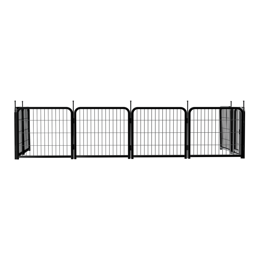 Outdoor dog fence, 8-piece board dog fence. 31 inch portable pet sports fence. Black, 26.3 inches wide x 31.5 inches high.
