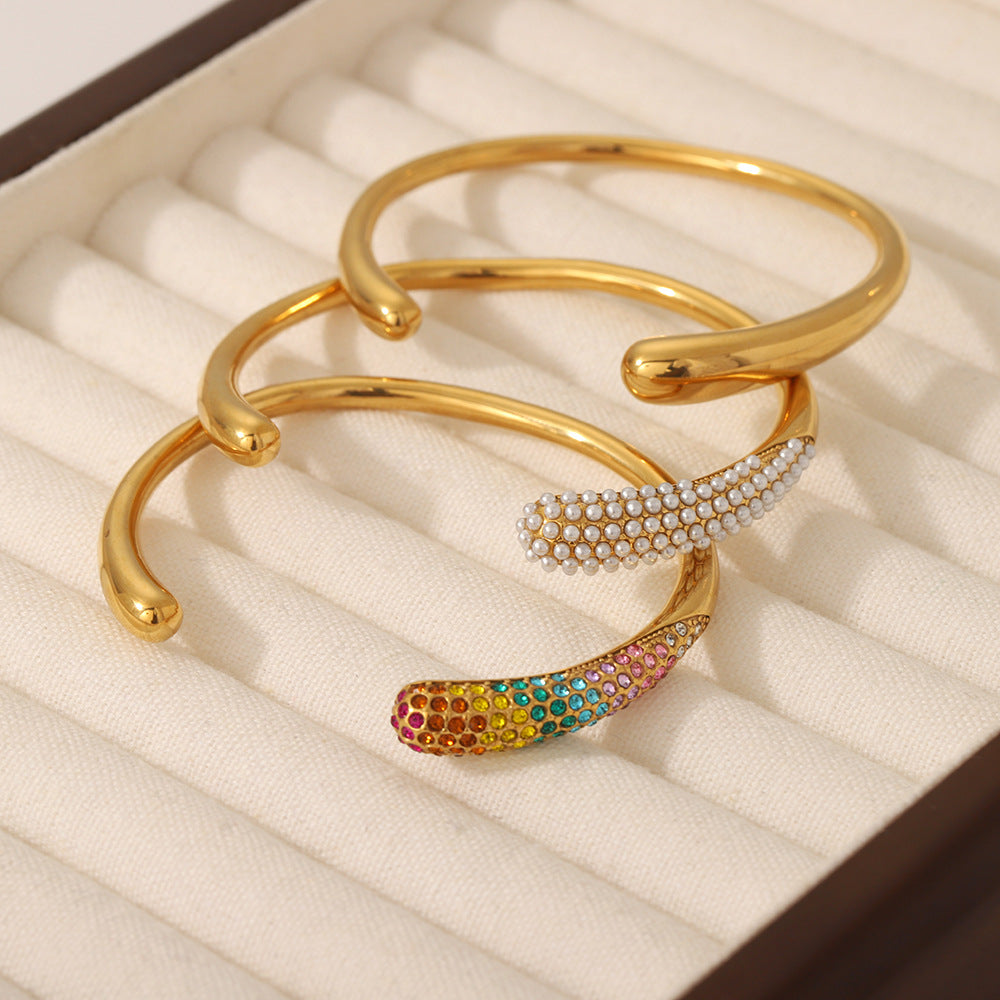 Colorful zirconium full diamond high-end fashion stainless steel casting bracelet bracelet bracelet accessories
