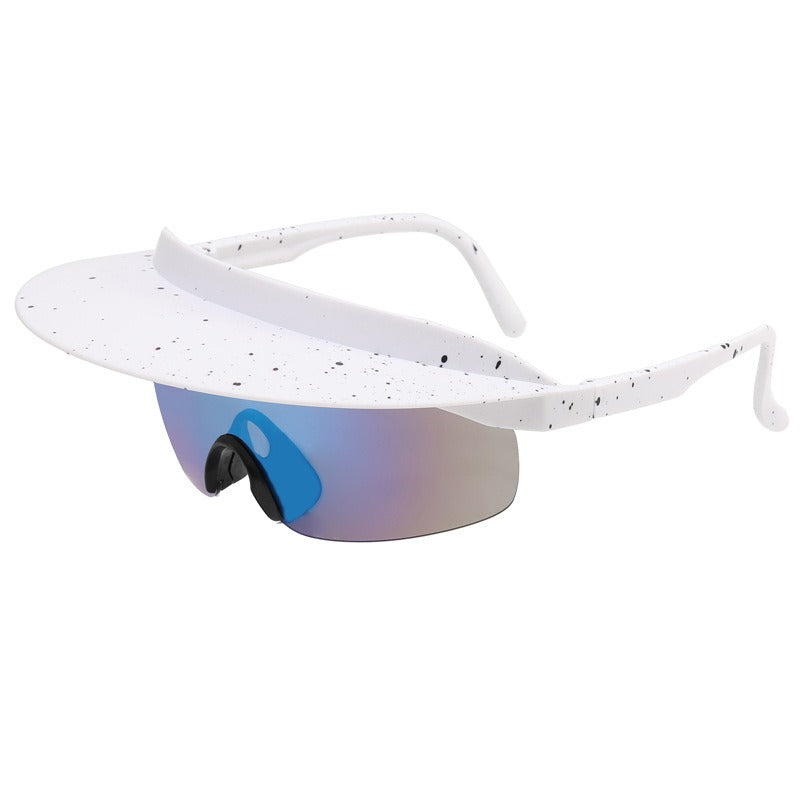 New Large Frame Cycling Glasses Men And Women Models Fashion Dazzling Hat Sunglasses Personality Brim Sunglasses
