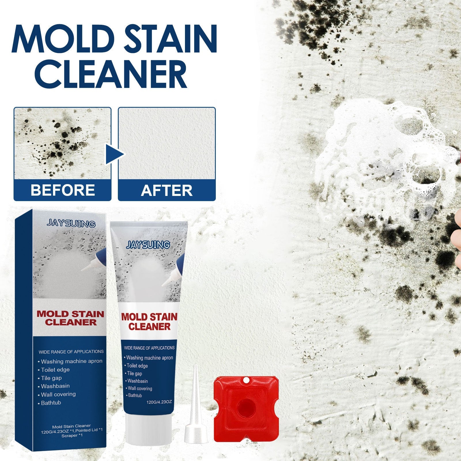 JAYSUING Mildew Removal Gel, Household Mildew Remover To Remove Mildew Stains Bathroom Kitchen White Wall Mildew Cleaner
