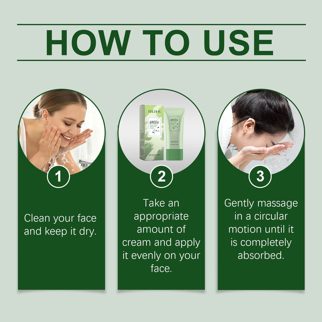 Green Tea Protective Cream Outdoor Protective Refreshing Smooth Delicate Facial Acne Skin Daily Care Cream
