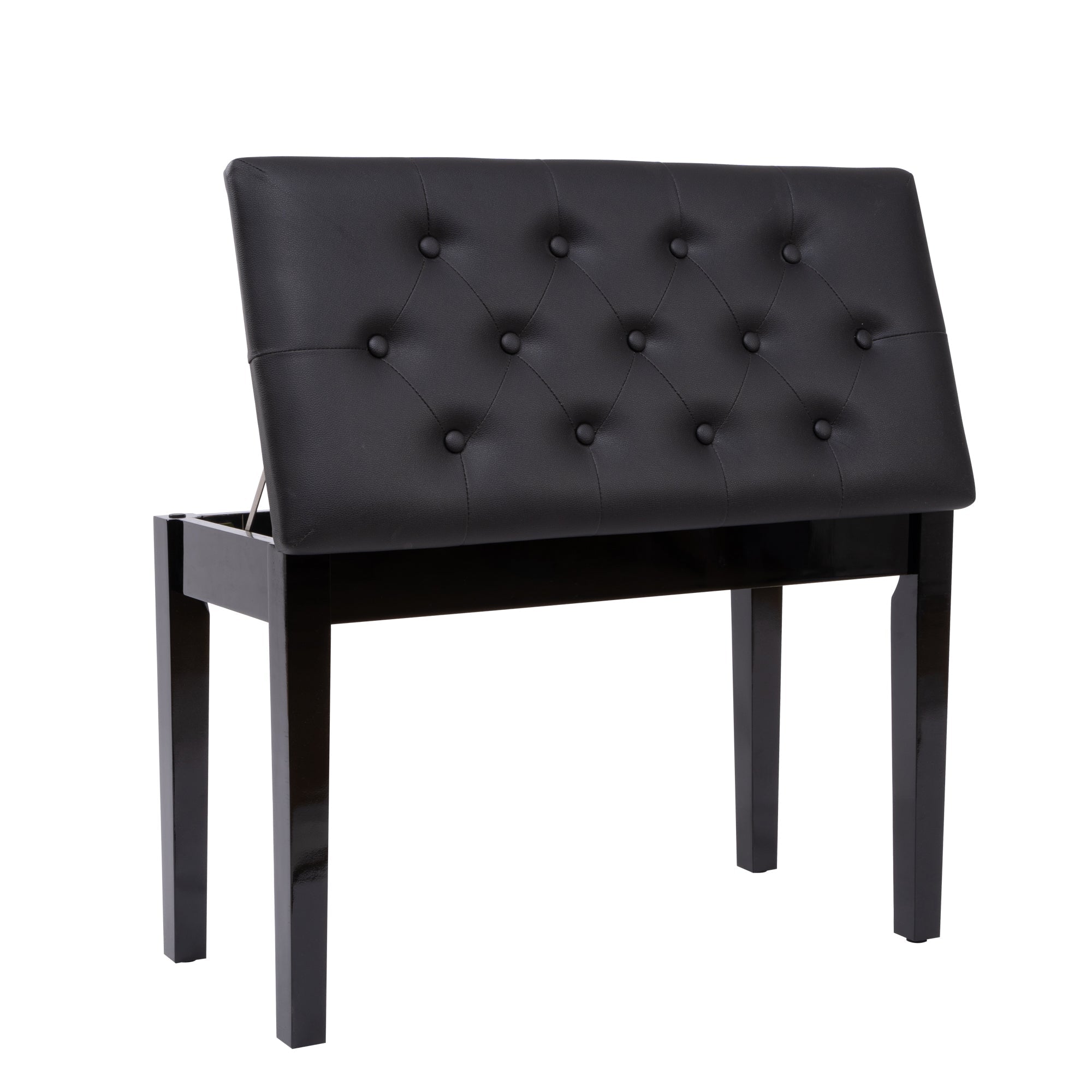 Piano Bench with Padded Cushion and Music Book Storage Compartment, Duet Wooden Seat, 13.7 x 29.5 x 20 inches, Load 440lb Black