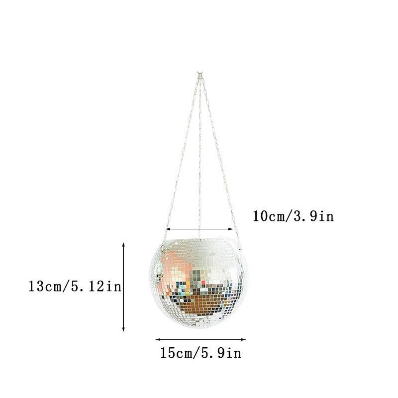 Hanging mirror shaped plastic flower pots gardening baskets disco flower pots