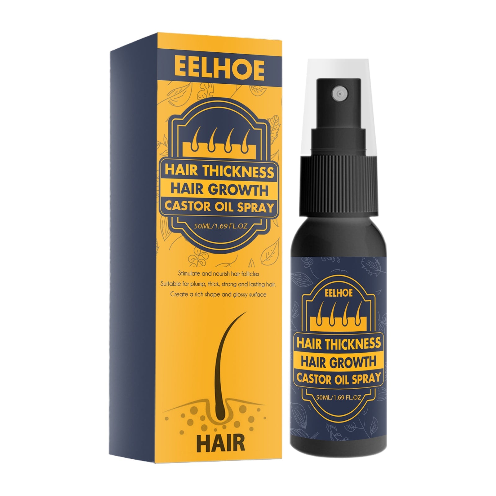 Dense Castor Oil Nutrient Solution, Hair Prevention, Moisturizing Hair Follicles Massage Repair Hair Hair