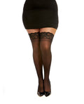 Plus Size Black Lace Top Thigh Highs