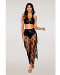 Stretch Faux Leather Bralette with High-Waisted Panty Black Large