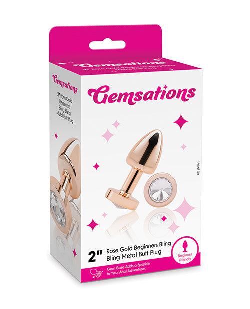Gemsations 2" Beginners Bling Bling Metal Butt Plug Rose Gold