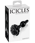 Icicles No. 77 Glass Rose Butt Plug - Black