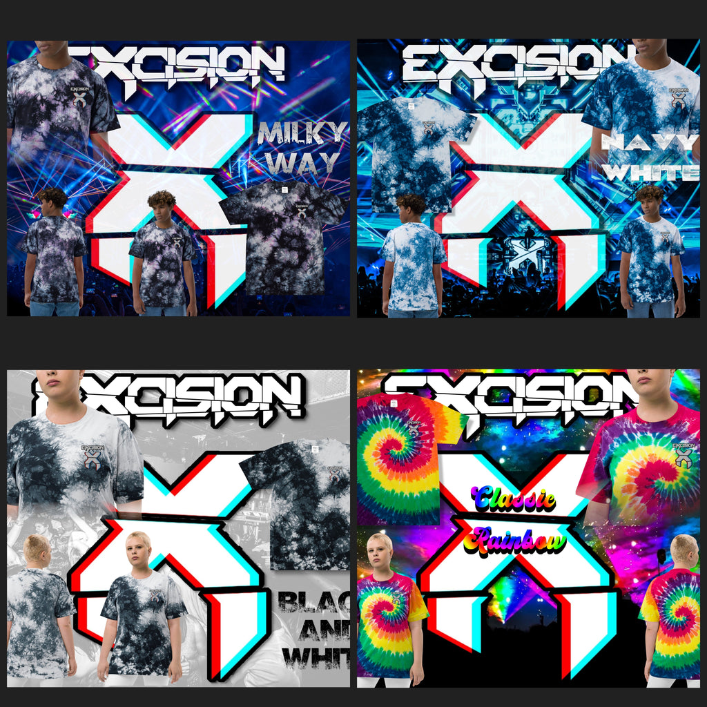 Excision Embroidery Tie Dye Rave T-Shirt for Headbanger Men Women Unisex