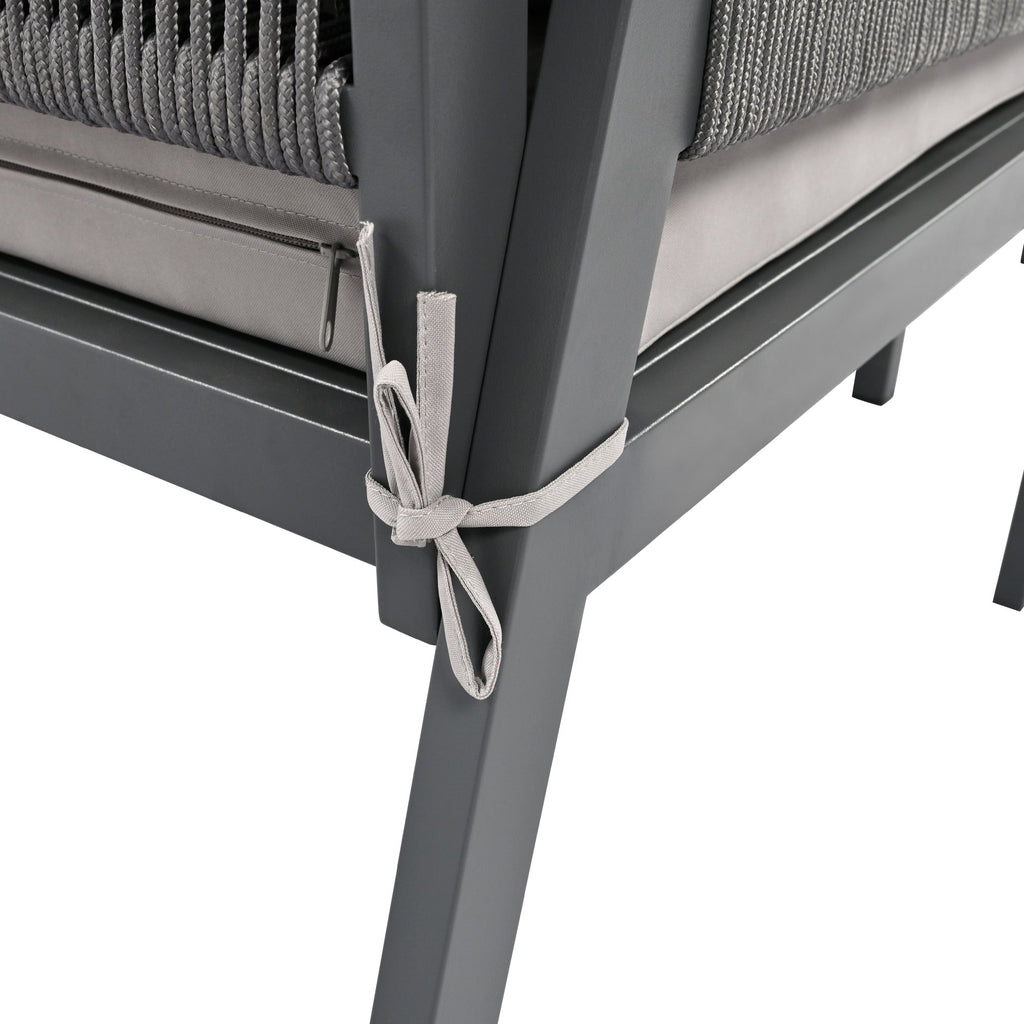 Outdoor Furniture with Tempered Glass Table Deep Seating with Thick Cushion for Backyard Porch Balcony (Grey)