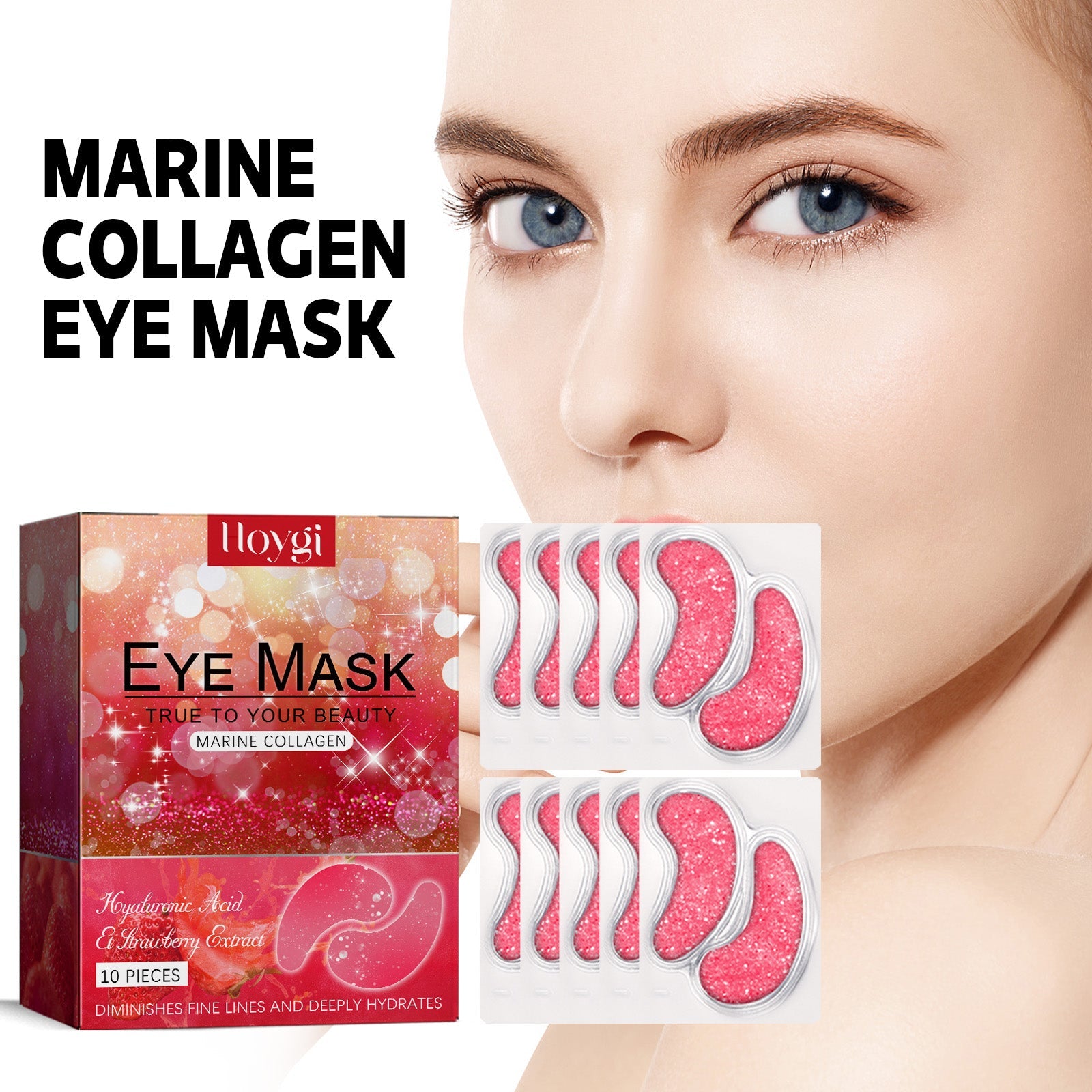 Strawberry Gel Patch Reduces Fine Lines Under Eyes, Bags Under Eyes, Dark Circles, Firming Eyes, Anti-Wrinkle Moisturizing Eye Patch