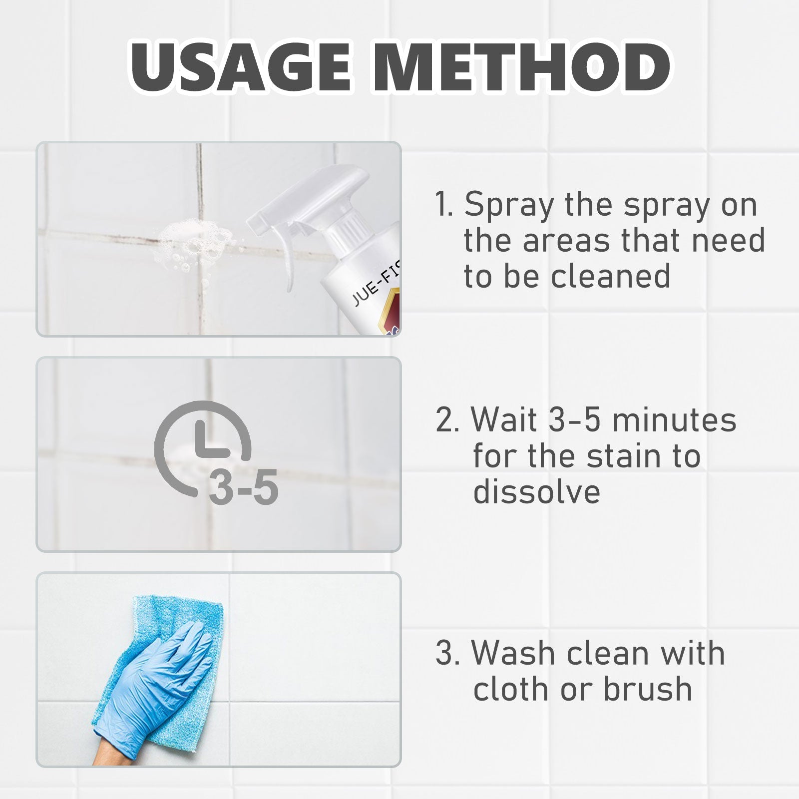 Jue-fish Tile Cleaning Spray, Kitchen Bathroom Wall Floor Tile Decontaminating Cleaning Spray