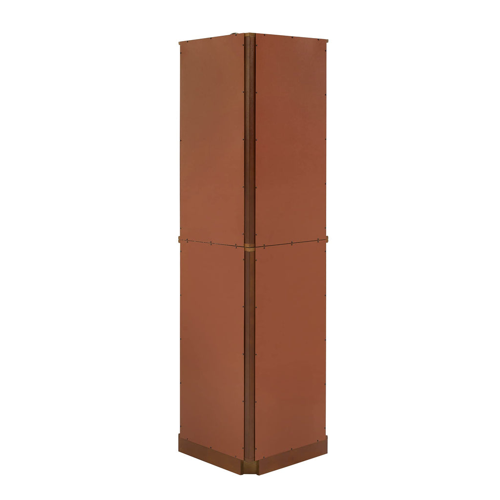 6 shelves corner Curio display cabinet with light mirror and adjustable shelves, walnut wood (excluding E26 light bulbs)