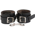 Real Cowhide Leather 2-Piece Fur-Lined Wrist Cuffs Restraint Bondage Set with Connector | Black