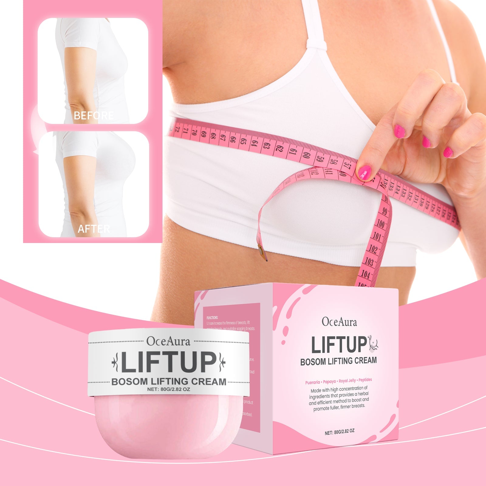 Pueraria Papaya Breast Firming Cream, Moisturizing And Firming Chest Skin Daily Massage Care Cream