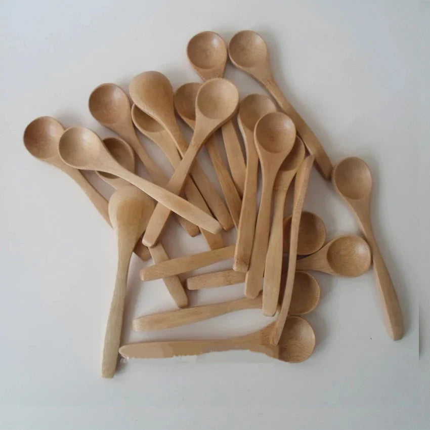 10 Piece Wooden Honey Spoon Set | Eco Friendly Bamboo Kitchen Condiment Scoop