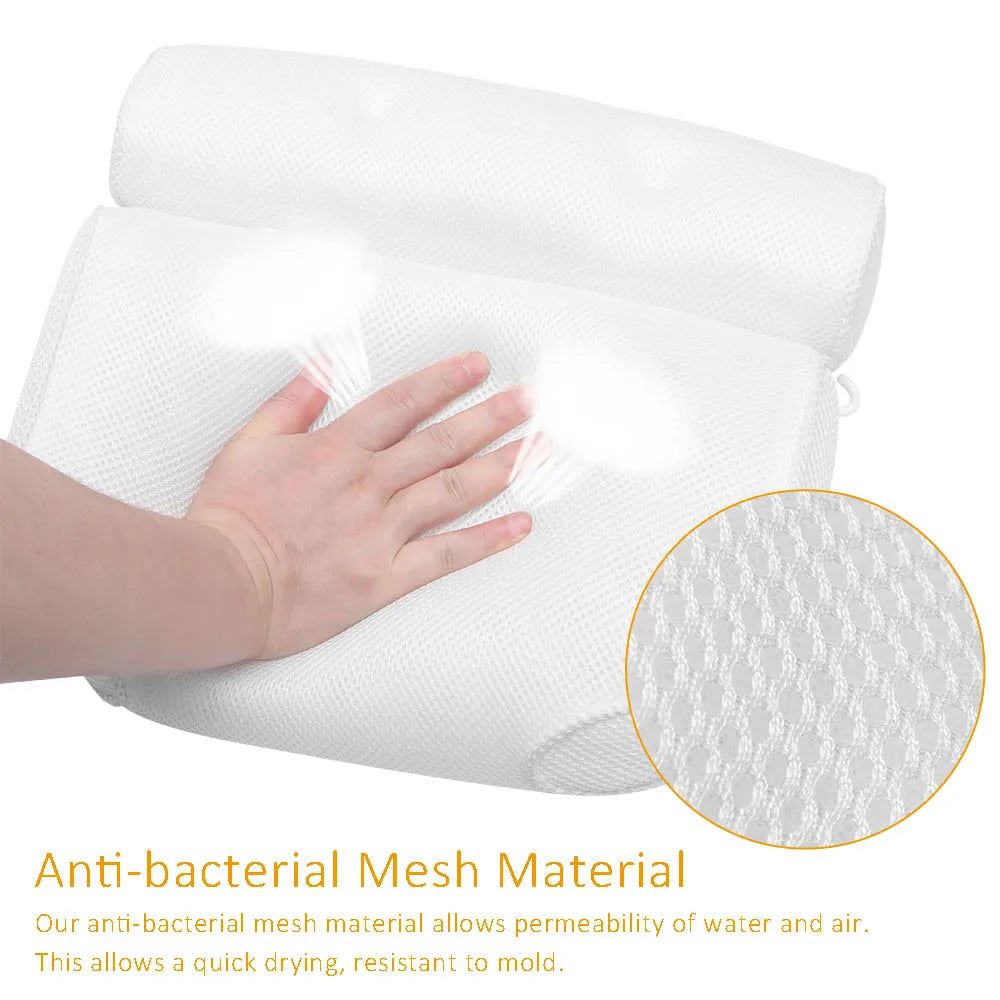 3D Mesh Bath Pillow Soft Waterproof SPA Headrest Bathtub Pillow With Backrest Suction Cup Neck Cushion Bathroom Accessories