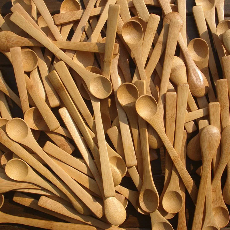 10 Piece Wooden Honey Spoon Set | Eco Friendly Bamboo Kitchen Condiment Scoop