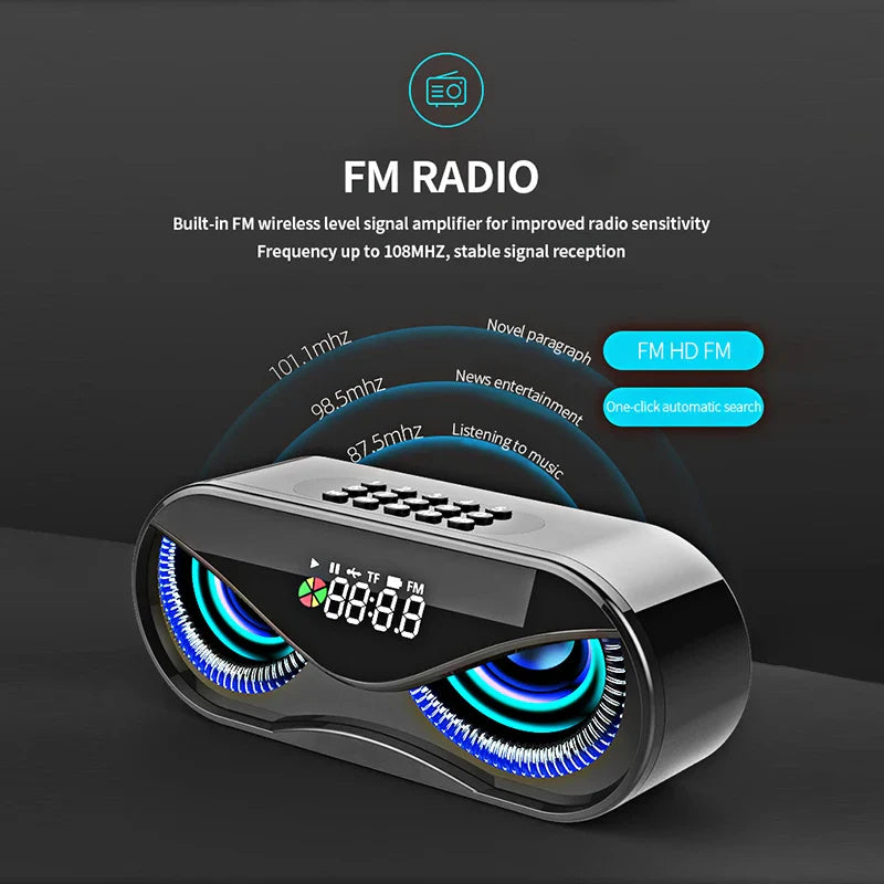 M6 Cool Owl Design Bluetooth Speaker LED Flash Wireless Loudspeaker FM Radio Alarm Clock TF Card Support Select Songs By Number