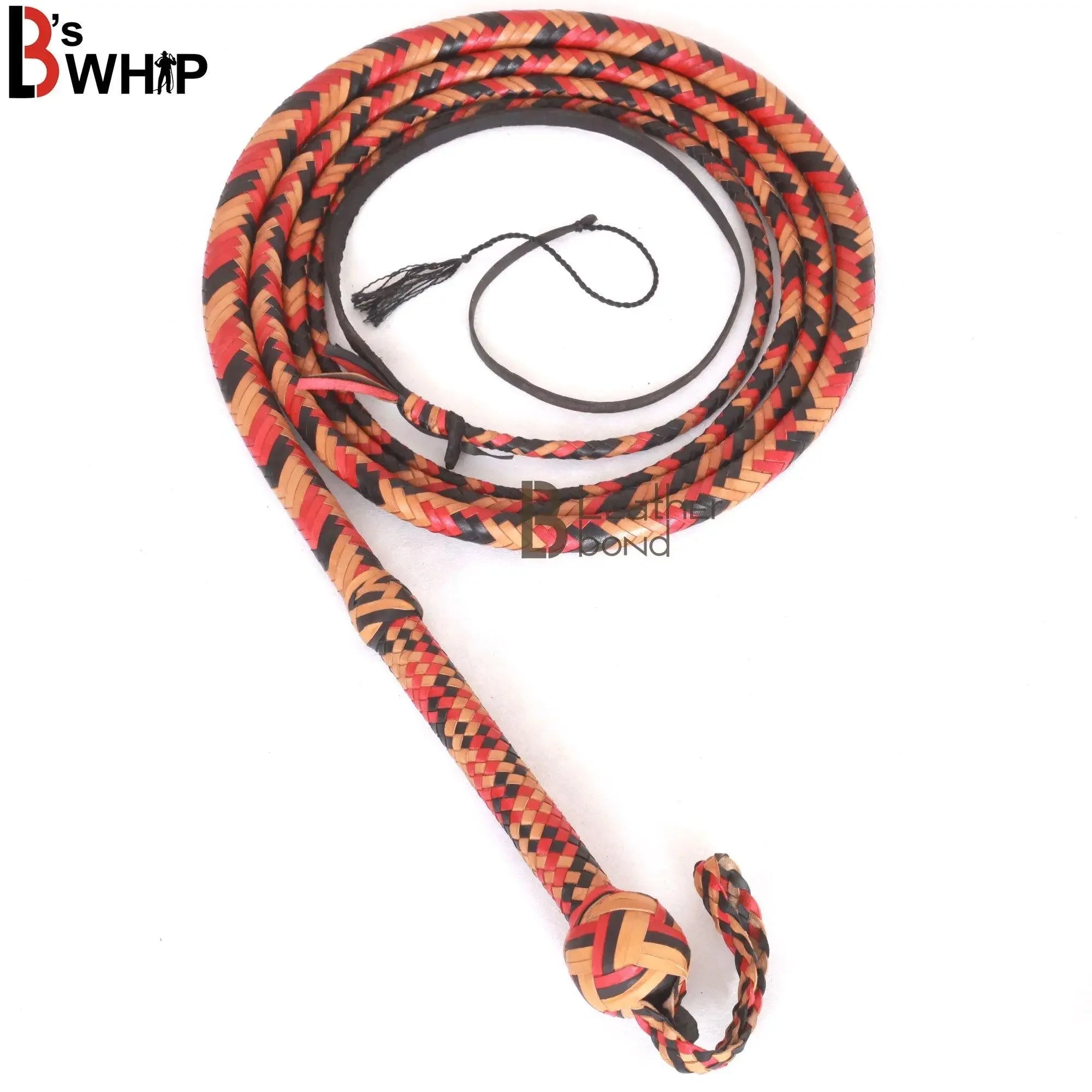 Bull Whip 6, 8, 10, 12, 14 & 16 Feet long 16 Strands Kangaroo Hide Leather Equestrian Bullwhip Leather Belly and Bolster Inside, Indiana Jones